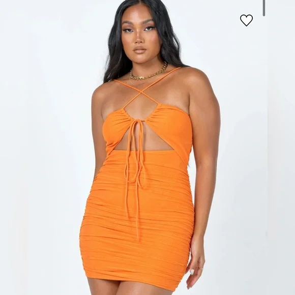 Y2K ARIZONA MINI DRESS ORANGE SIZE 8 - Picture 1 of 12